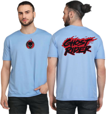 Swastik Printed Men Round Neck Blue T-Shirt