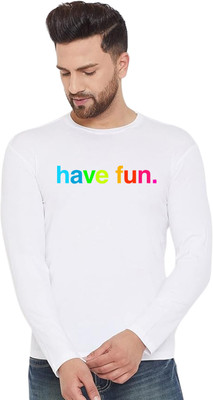 LV CARE Printed Men Round Neck White T-Shirt
