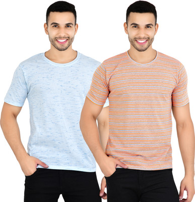 KEOTI Striped, Solid Men Round Neck Multicolor T-Shirt
