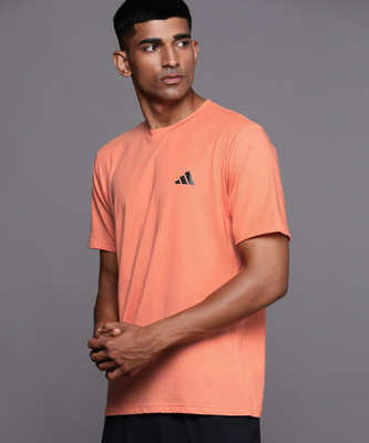 ADIDAS Printed Men Round Neck Orange T-Shirt