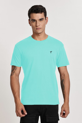 TT THE TEE Solid Men Round Neck Light Blue T-Shirt