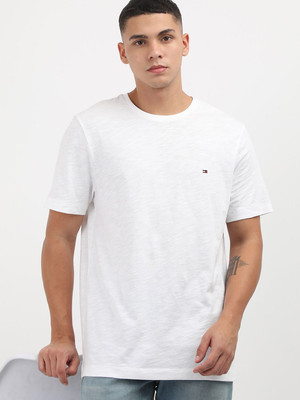 TOMMY HILFIGER Solid Men Round Neck White T-Shirt