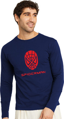 OrrganicChics Printed Men Round Neck Navy Blue T-Shirt