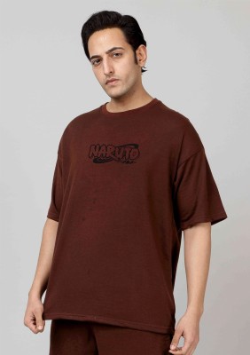 The Me Printed Men Round Neck Brown T-Shirt