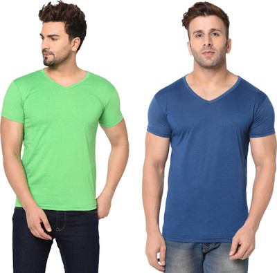 Adorbs Trend Solid Men V Neck White T-Shirt