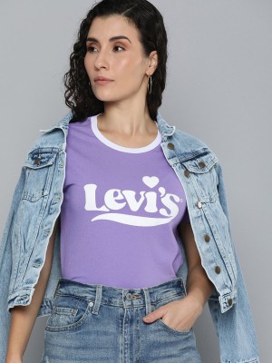 LEVI'S Printed Women Round Neck Purple T-Shirt