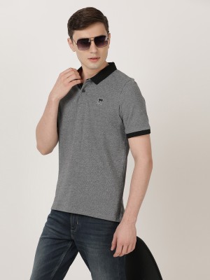 LEE Solid Men Polo Neck Black T-Shirt