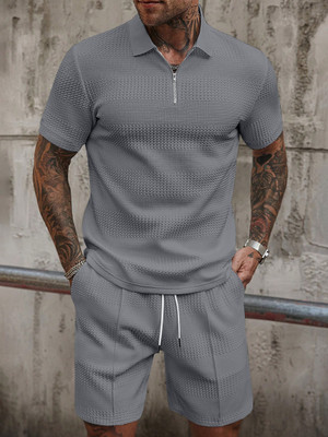 KAJARU Solid Men Polo Neck Grey T-Shirt