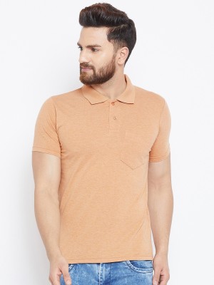 Camey Solid Men Polo Neck Beige T-Shirt