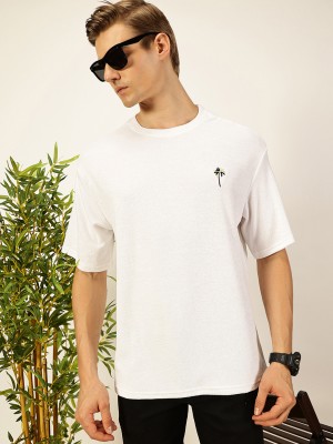 THOMAS SCOTT Solid Men Round Neck White T-Shirt