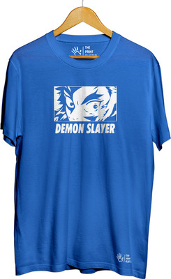 THE PRINT PLATTER Graphic Print Men Round Neck Blue T-Shirt