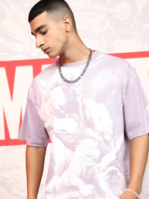 HIGHLANDER Printed Men Round Neck Purple T-Shirt