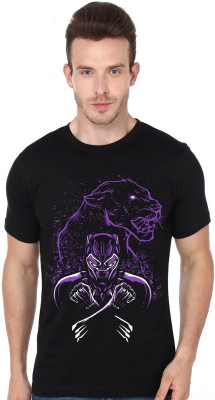 COOQUE Printed Men Round Neck Black T-Shirt