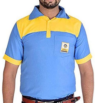 UNISIM Printed Men Polo Neck Yellow T-Shirt