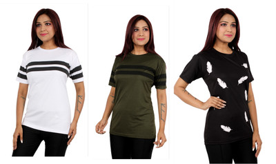 Oishee Printed Women Round Neck Multicolor T-Shirt