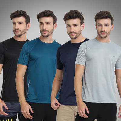 FTX Solid Men Round Neck Multicolor T-Shirt