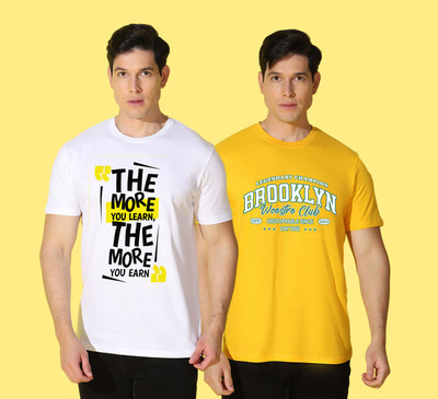 WOOSTRO Printed Men Round Neck Multicolor T-Shirt