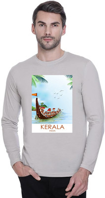 LV CARE Printed Men Round Neck Grey T-Shirt