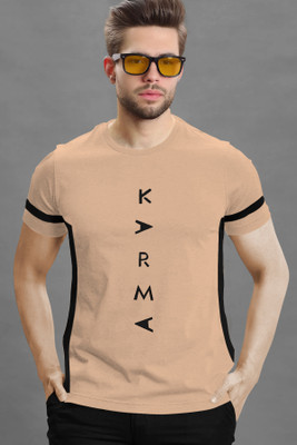 TRIPR Printed Men Round Neck Beige T-Shirt