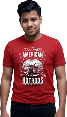 R and S Creations Printed Men Round Neck Black T-Shirt