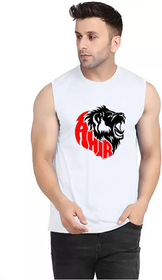 Think Tech Printed, Typography Men Round Neck Reversible White T-Shirt