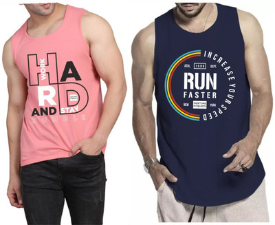 Restore Typography Men Round Neck Pink, Blue, Multicolor T-Shirt