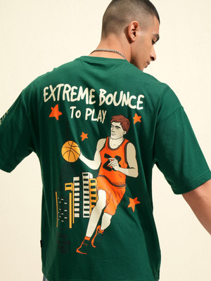 HIGHLANDER Printed Men Round Neck Green T-Shirt