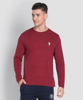 U.S. POLO ASSN. Solid Men Round Neck Red T-Shirt
