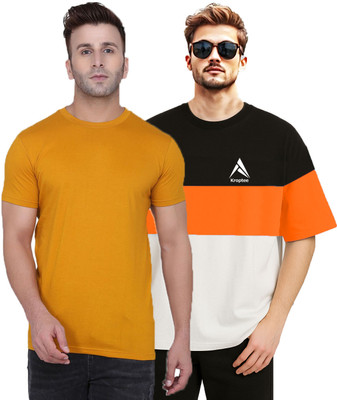 Kroptee Colorblock, Solid Men Round Neck Multicolor T-Shirt