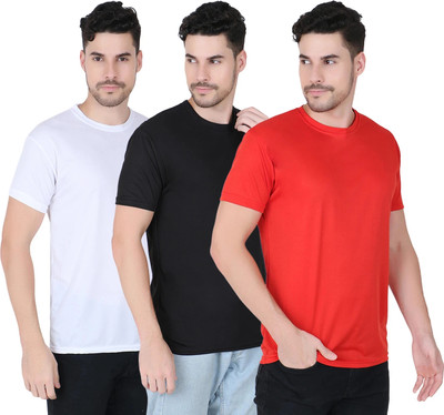 HOC Solid Men Round Neck Multicolor T-Shirt
