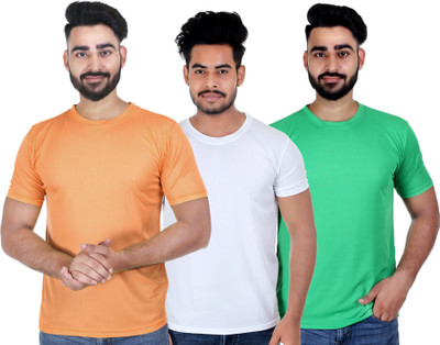 C P FASHION Solid Men Round Neck Reversible Multicolor T-Shirt
