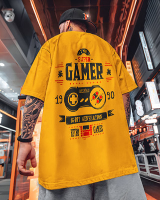 MOWA Printed, Typography Men Round Neck Yellow T-Shirt