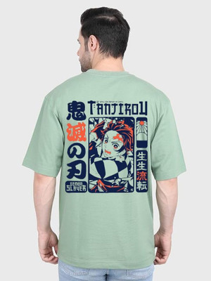 Clickwell Trend Printed, Typography Men Round Neck Light Green T-Shirt
