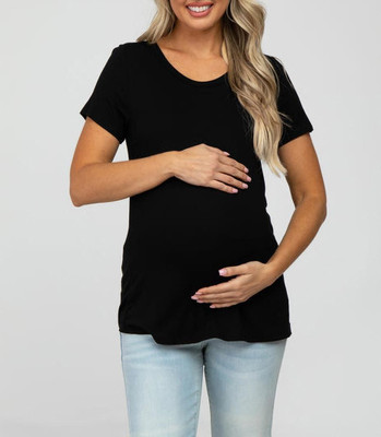 FAIRIANO Solid Women Round Neck Black T-Shirt