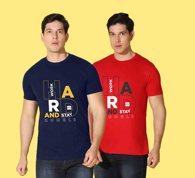 WOOSTRO Printed Men Round Neck Multicolor T-Shirt