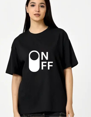 fashnobic Printed Women Round Neck Black T-Shirt