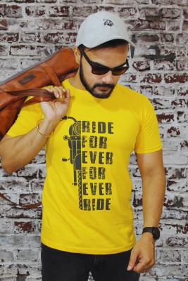 Tuedd Printed Men Round Neck Yellow T-Shirt