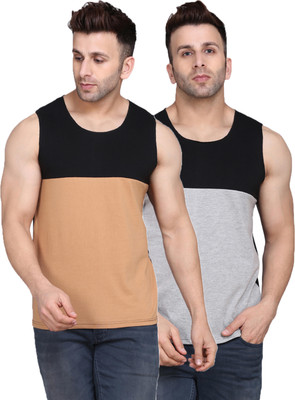 SLOWLORIS Colorblock, Solid Men Scoop Neck Multicolor T-Shirt