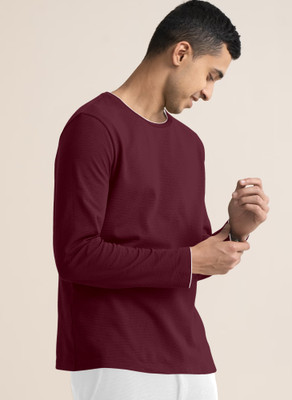 METRONAUT Self Design Men Round Neck Purple T-Shirt