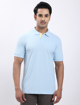 INDIAN TERRAIN Solid Men Polo Neck Blue T-Shirt