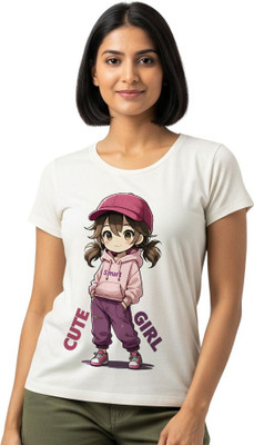 Aasha-Kriti Graphic Print Women Round Neck White T-Shirt