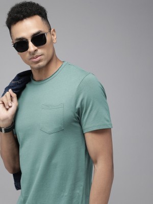 Roadster Solid Men Round Neck Green T-Shirt