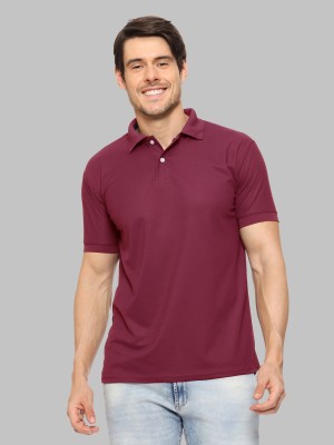 TQH Solid Men Polo Neck Maroon T-Shirt