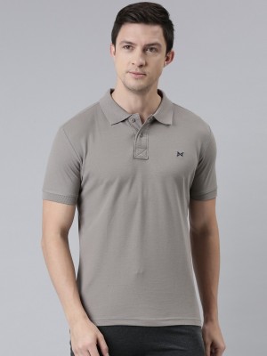 Force NXT Solid Men Polo Neck Grey T-Shirt