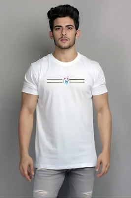 HouseOfCommon Printed Men Round Neck White T-Shirt