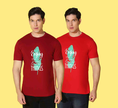 WOOSTRO Printed Men Round Neck Multicolor T-Shirt
