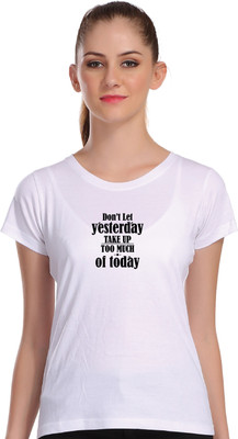 APEX Typography Women Round Neck White T-Shirt