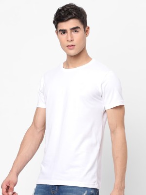 London Crew Solid Men Round Neck White T-Shirt