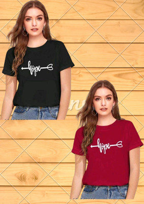 Tiki Tees Solid Women Round Neck Blue T-Shirt