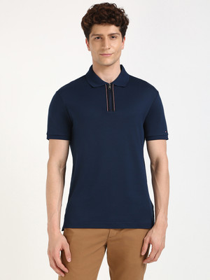 TOMMY HILFIGER Solid Men Polo Neck Dark Blue T-Shirt